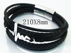 HY Wholesale Bracelets 316L Stainless Steel And Leather Jewelry Bracelets-HY23B0160HKW