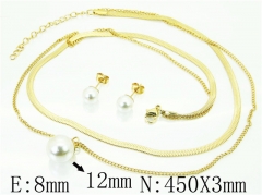 HY Wholesale Jewelry 316L Stainless Steel Earrings Necklace Jewelry Set-HY85S0361HFF