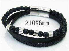HY Wholesale Bracelets 316L Stainless Steel And Leather Jewelry Bracelets-HY23B0170HLX