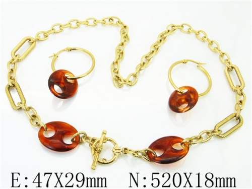 HY Wholesale Jewelry 316L Stainless Steel Earrings Necklace Jewelry Set-HY21S0359IMR
