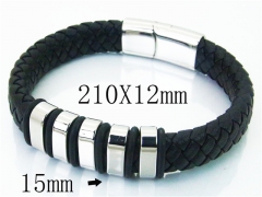 HY Wholesale Bracelets 316L Stainless Steel And Leather Jewelry Bracelets-HY23B0132HJL