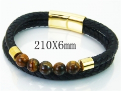 HY Wholesale Bracelets 316L Stainless Steel And Leather Jewelry Bracelets-HY23B0140HNS