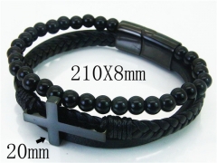 HY Wholesale Bracelets 316L Stainless Steel And Leather Jewelry Bracelets-HY23B0165HNX