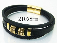 HY Wholesale Bracelets 316L Stainless Steel And Leather Jewelry Bracelets-HY23B0139HNX