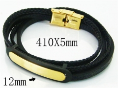 HY Wholesale Bracelets 316L Stainless Steel And Leather Jewelry Bracelets-HY23B0203HMS