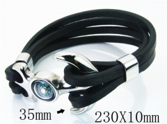 HY Wholesale Bracelets 316L Stainless Steel And Leather Jewelry Bracelets-HY23B0148HMW