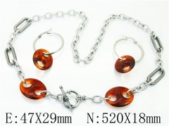 HY Wholesale Jewelry 316L Stainless Steel Earrings Necklace Jewelry Set-HY21S0358IJW