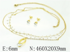 HY Wholesale Jewelry 316L Stainless Steel Earrings Necklace Jewelry Set-HY21S0350OR