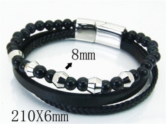 HY Wholesale Bracelets 316L Stainless Steel And Leather Jewelry Bracelets-HY23B0184HLS