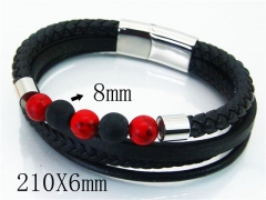 HY Wholesale Bracelets 316L Stainless Steel And Leather Jewelry Bracelets-HY23B0175HNX