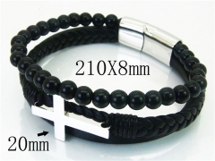 HY Wholesale Bracelets 316L Stainless Steel And Leather Jewelry Bracelets-HY23B0163HLS