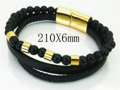 HY Wholesale Bracelets 316L Stainless Steel And Leather Jewelry Bracelets-HY23B0171HNW