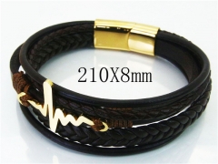 HY Wholesale Bracelets 316L Stainless Steel And Leather Jewelry Bracelets-HY23B0161HMX
