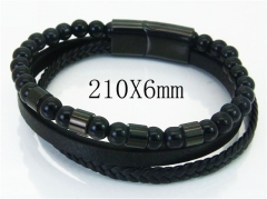HY Wholesale Bracelets 316L Stainless Steel And Leather Jewelry Bracelets-HY23B0172HNE
