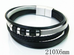 HY Wholesale Bracelets 316L Stainless Steel And Leather Jewelry Bracelets-HY23B0145HMS