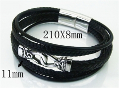 HY Wholesale Bracelets 316L Stainless Steel And Leather Jewelry Bracelets-HY23B0168HLC