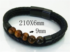 HY Wholesale Bracelets 316L Stainless Steel And Leather Jewelry Bracelets-HY23B0180HNX