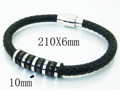 HY Wholesale Bracelets 316L Stainless Steel And Leather Jewelry Bracelets-HY23B0137HKS