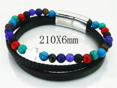HY Wholesale Bracelets 316L Stainless Steel And Leather Jewelry Bracelets-HY23B0174HMD