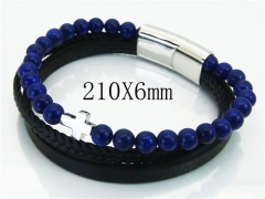 HY Wholesale Bracelets 316L Stainless Steel And Leather Jewelry Bracelets-HY23B0173HLE