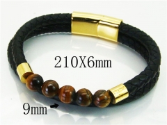 HY Wholesale Bracelets 316L Stainless Steel And Leather Jewelry Bracelets-HY23B0179HNC