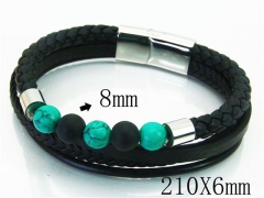 HY Wholesale Bracelets 316L Stainless Steel And Leather Jewelry Bracelets-HY23B0176HNZ