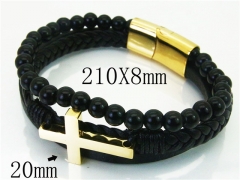 HY Wholesale Bracelets 316L Stainless Steel And Leather Jewelry Bracelets-HY23B0164HNX