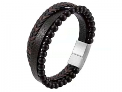 HY Wholesale Leather Bracelets Jewelry Popular Leather Bracelets-HY0136B078