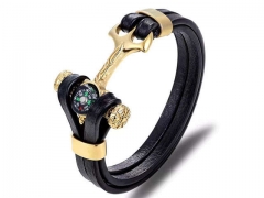 HY Wholesale Leather Bracelets Jewelry Popular Leather Bracelets-HY0135B014