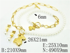 HY Wholesale Jewelry 316L Stainless Steel Earrings Necklace Jewelry Set-HY21S0369JMC
