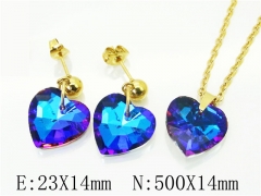 HY Wholesale Jewelry 316L Stainless Steel Earrings Necklace Jewelry Set-HY85S0381NA