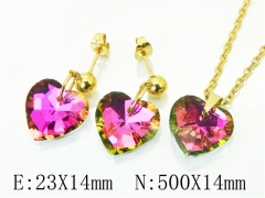 HY Wholesale Jewelry 316L Stainless Steel Earrings Necklace Jewelry Set-HY85S0380NS