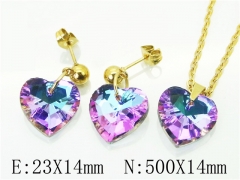 HY Wholesale Jewelry 316L Stainless Steel Earrings Necklace Jewelry Set-HY85S0382NW