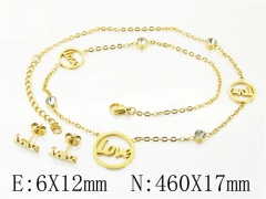 HY Wholesale Jewelry 316L Stainless Steel Earrings Necklace Jewelry Set-HY87S0574OB