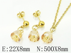 HY Wholesale Jewelry 316L Stainless Steel Earrings Necklace Jewelry Set-HY85S0386NF