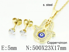 HY Wholesale Jewelry 316L Stainless Steel Earrings Necklace Jewelry Set-HY54S0585OLS
