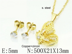 HY Wholesale Jewelry 316L Stainless Steel Earrings Necklace Jewelry Set-HY54S0577OR