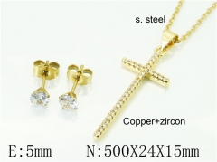 HY Wholesale Jewelry 316L Stainless Steel Earrings Necklace Jewelry Set-HY54S0562OX