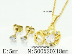 HY Wholesale Jewelry 316L Stainless Steel Earrings Necklace Jewelry Set-HY54S0578OF