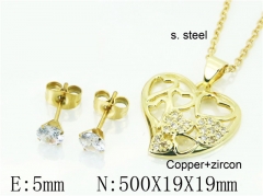 HY Wholesale Jewelry 316L Stainless Steel Earrings Necklace Jewelry Set-HY54S0557OD