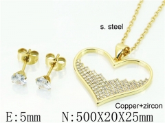 HY Wholesale Jewelry 316L Stainless Steel Earrings Necklace Jewelry Set-HY54S0554OL