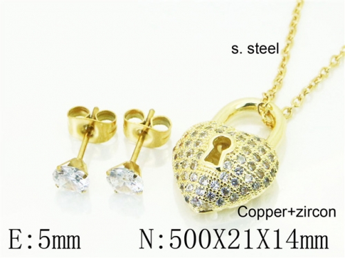 HY Wholesale Jewelry 316L Stainless Steel Earrings Necklace Jewelry Set-HY54S0588OLC