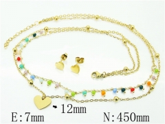 HY Wholesale Jewelry 316L Stainless Steel Earrings Necklace Jewelry Set-HY24S0044HAL