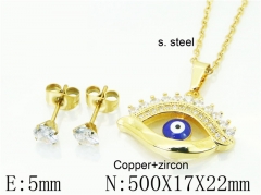 HY Wholesale Jewelry 316L Stainless Steel Earrings Necklace Jewelry Set-HY54S0584OL