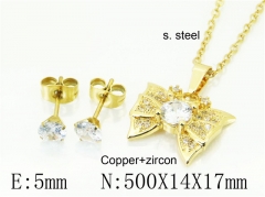 HY Wholesale Jewelry 316L Stainless Steel Earrings Necklace Jewelry Set-HY54S0568OA