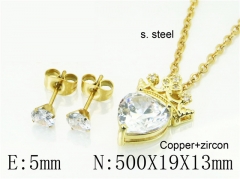 HY Wholesale Jewelry 316L Stainless Steel Earrings Necklace Jewelry Set-HY54S0589OF