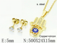 HY Wholesale Jewelry 316L Stainless Steel Earrings Necklace Jewelry Set-HY54S0586OLW