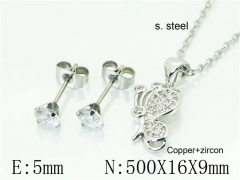 HY Wholesale Jewelry 316L Stainless Steel Earrings Necklace Jewelry Set-HY54S0600NA