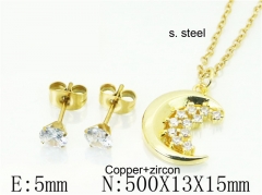 HY Wholesale Jewelry 316L Stainless Steel Earrings Necklace Jewelry Set-HY54S0571OS