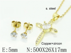 HY Wholesale Jewelry 316L Stainless Steel Earrings Necklace Jewelry Set-HY54S0564OQ